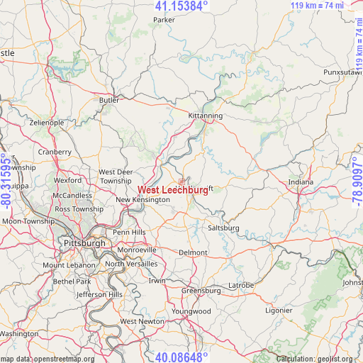 West Leechburg on map