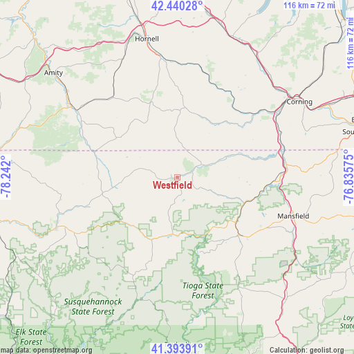 Westfield on map