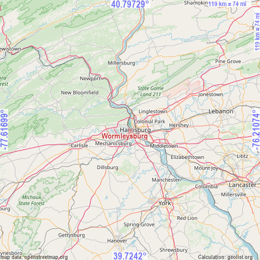 Wormleysburg on map