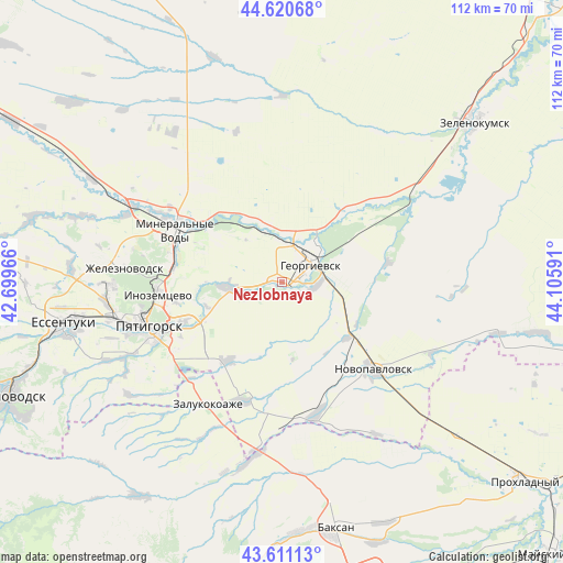 Nezlobnaya on map