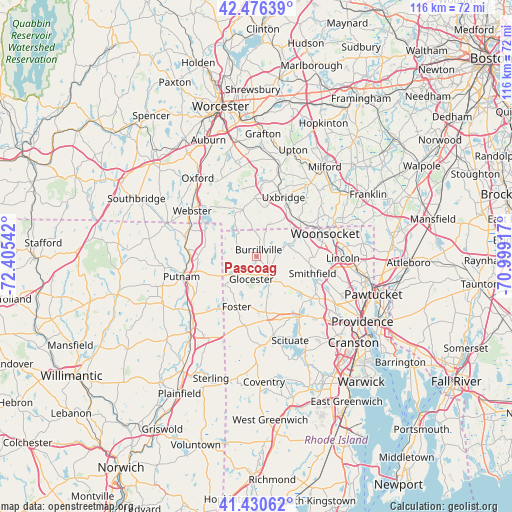 Pascoag on map