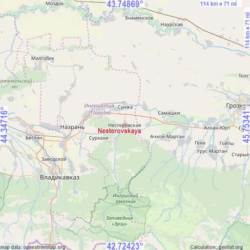 Nesterovskaya on map
