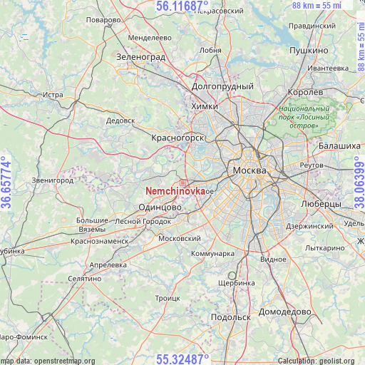 Nemchinovka on map
