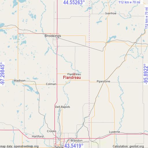 Flandreau on map