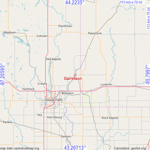 Garretson on map