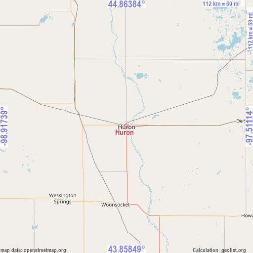Huron on map