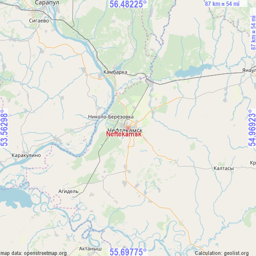 Neftekamsk on map