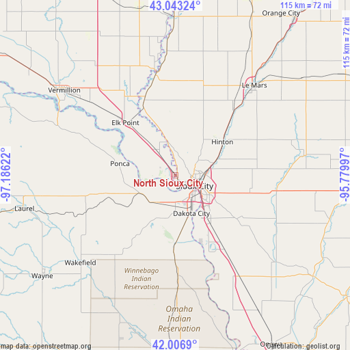 North Sioux City on map