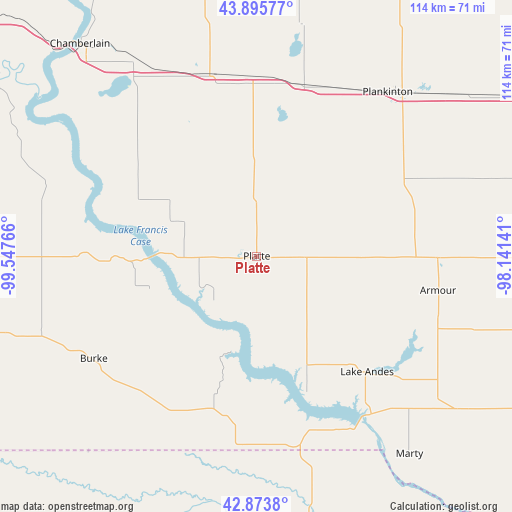 Platte on map