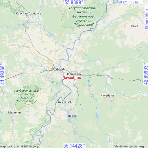 Navashino on map