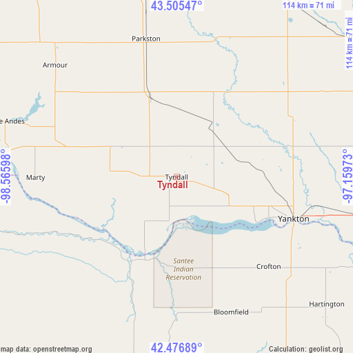 Tyndall on map