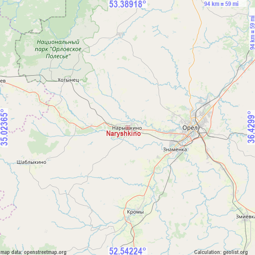 Naryshkino on map