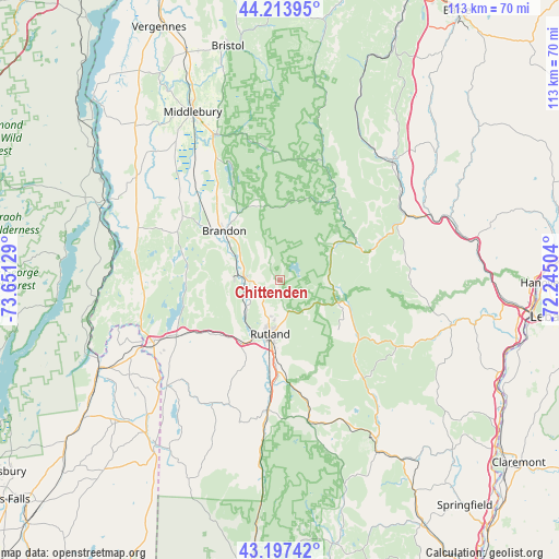 Chittenden on map