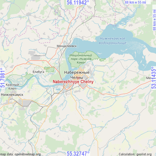 Naberezhnyye Chelny on map