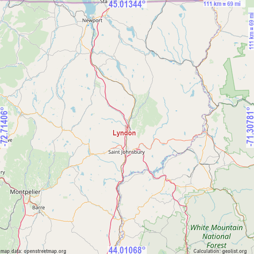 Lyndon on map