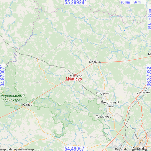 Myatlevo on map