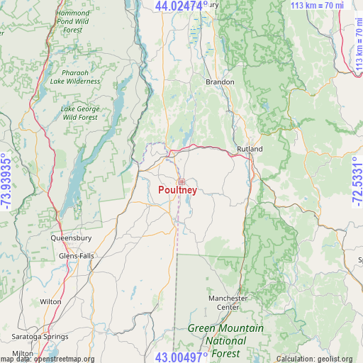 Poultney on map