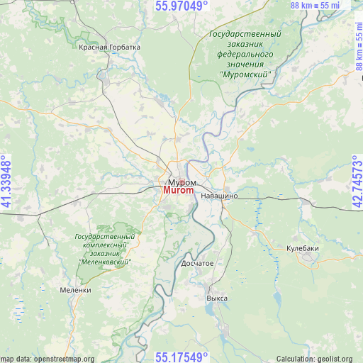 Murom on map