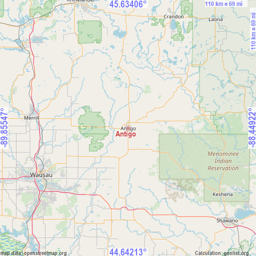 Antigo on map