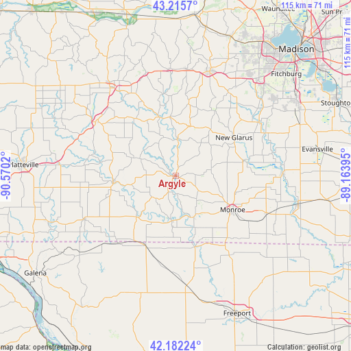 Argyle on map