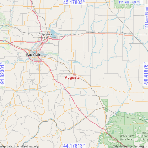 Augusta on map