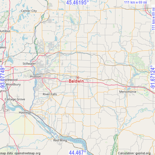 Baldwin on map