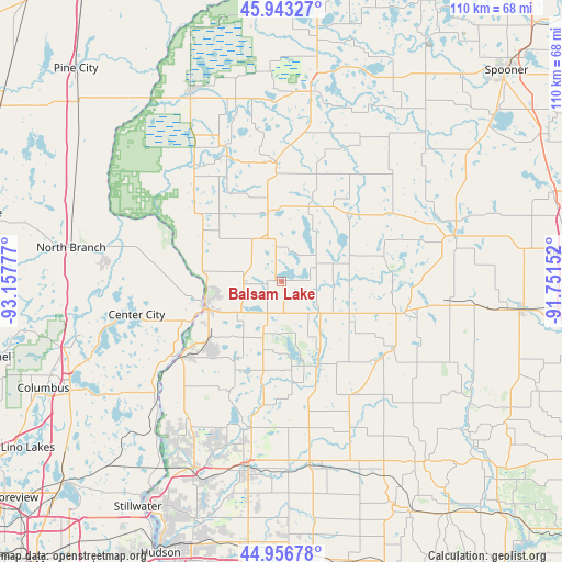 Balsam Lake on map