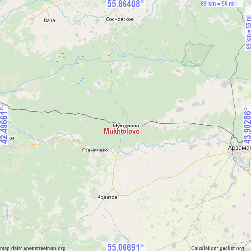 Mukhtolovo on map