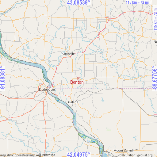 Benton on map