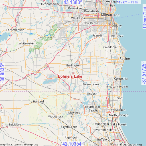 Bohners Lake on map