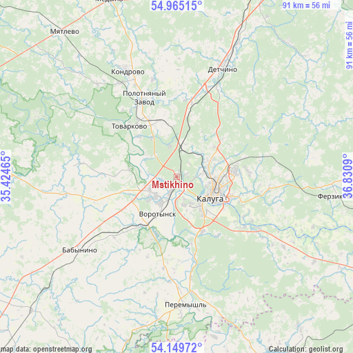 Mstikhino on map