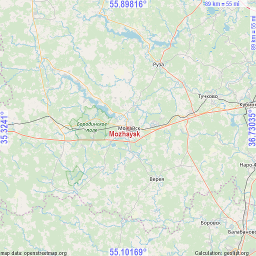 Mozhaysk on map