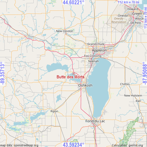 Butte des Morts on map