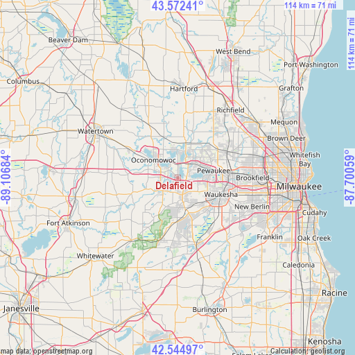 Delafield on map