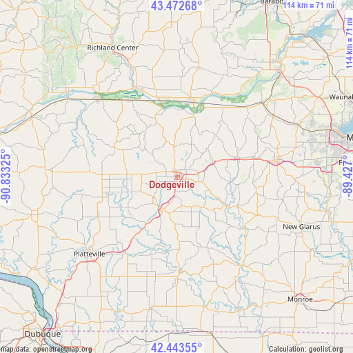 Dodgeville on map