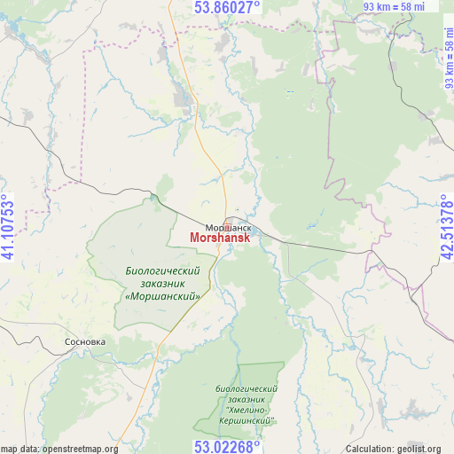 Morshansk on map