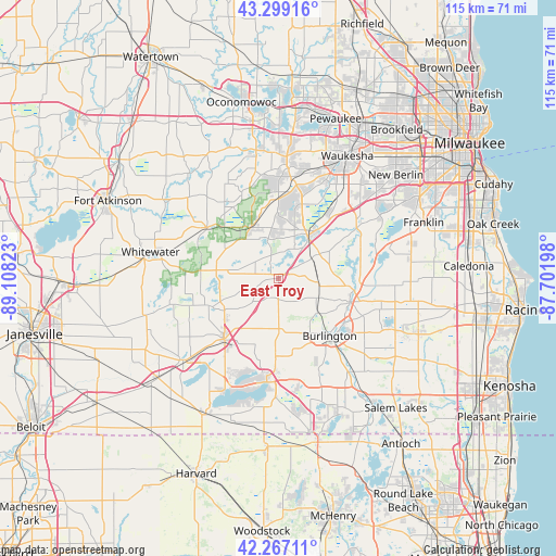 East Troy on map