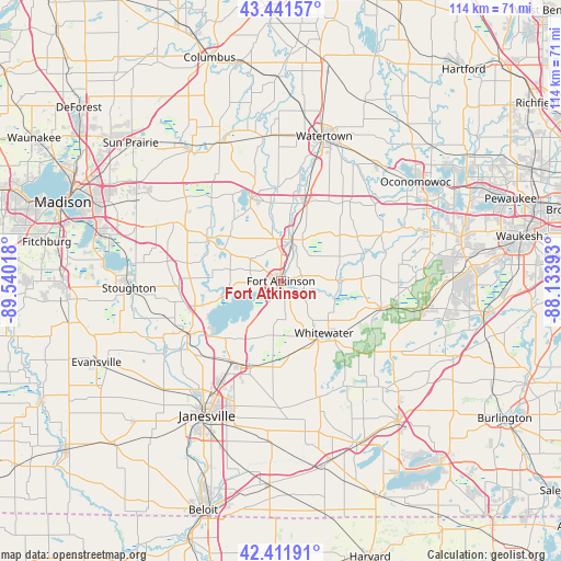 Fort Atkinson on map