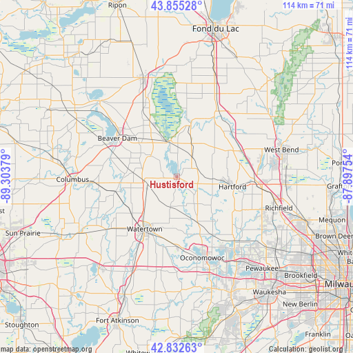 Hustisford on map