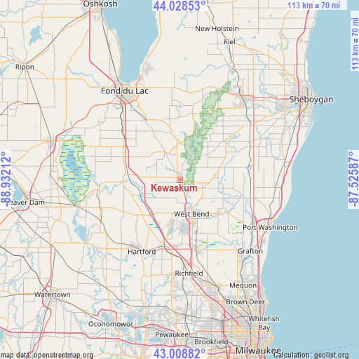 Kewaskum on map