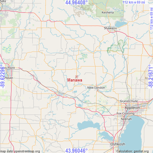 Manawa on map