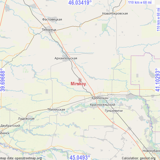 Mirskoy on map