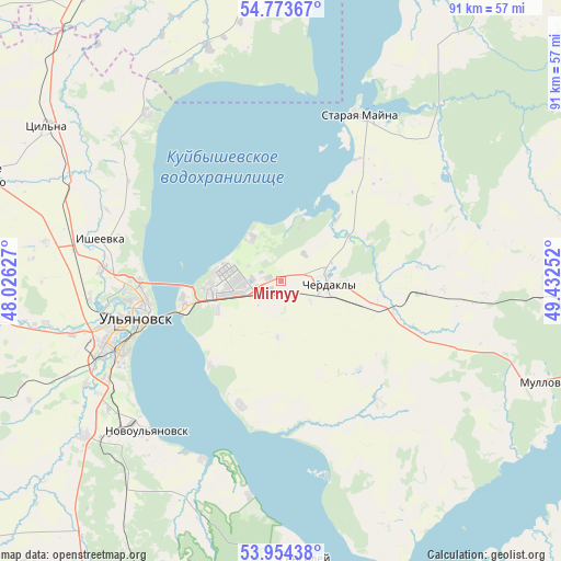 Mirnyy on map