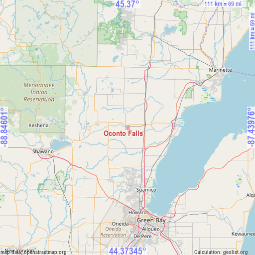 Oconto Falls on map