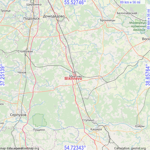 Mikhnëvo on map