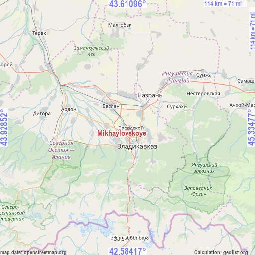 Mikhaylovskoye on map
