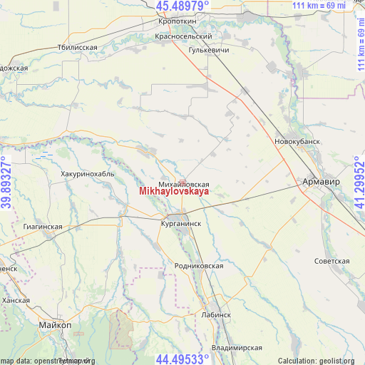 Mikhaylovskaya on map