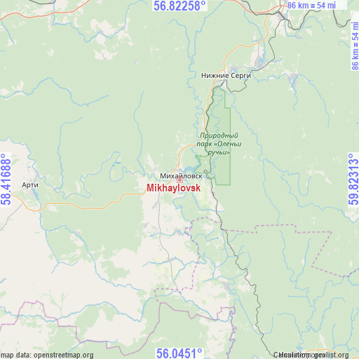 Mikhaylovsk on map