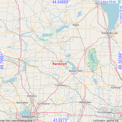 Randolph on map