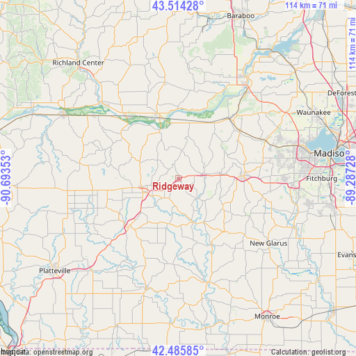 Ridgeway on map